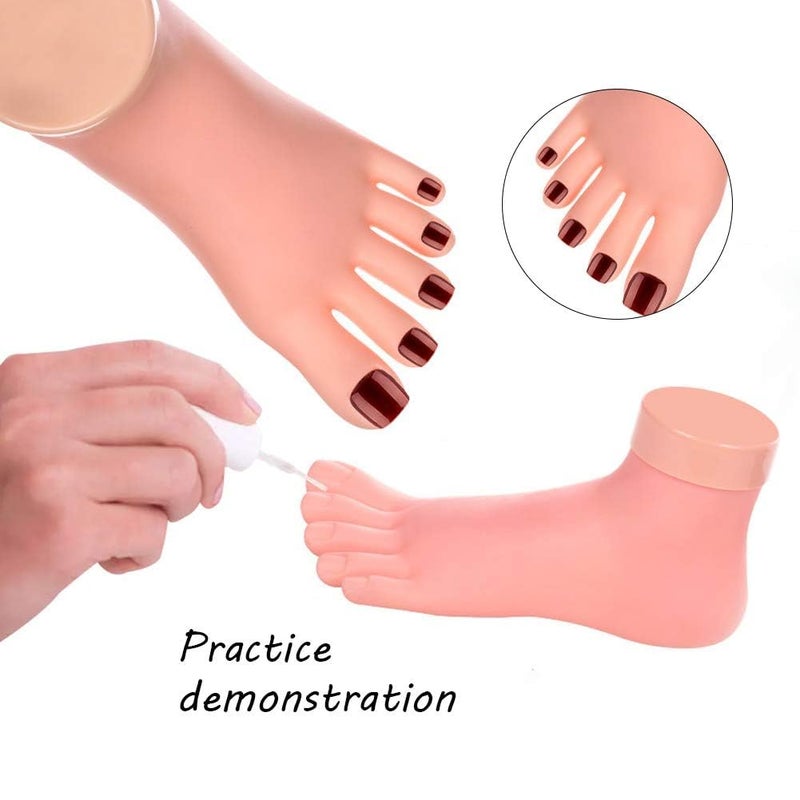 AORAEM Practice Fake Foot Flexible Movable Soft Silicone Fake Foot Tool for Nails Training Display Pink - Image 2